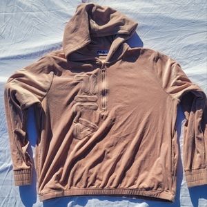 FILA Women's Long Sleeve Velour Quarter Zip Pink Hoodie Jacket Size XXL
